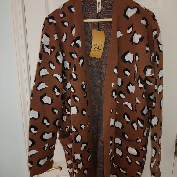 NWT Plus Size Grecerelle Open Front Leopard Print Cardigan Sweater - Size 2XL - Picture 12 of 15